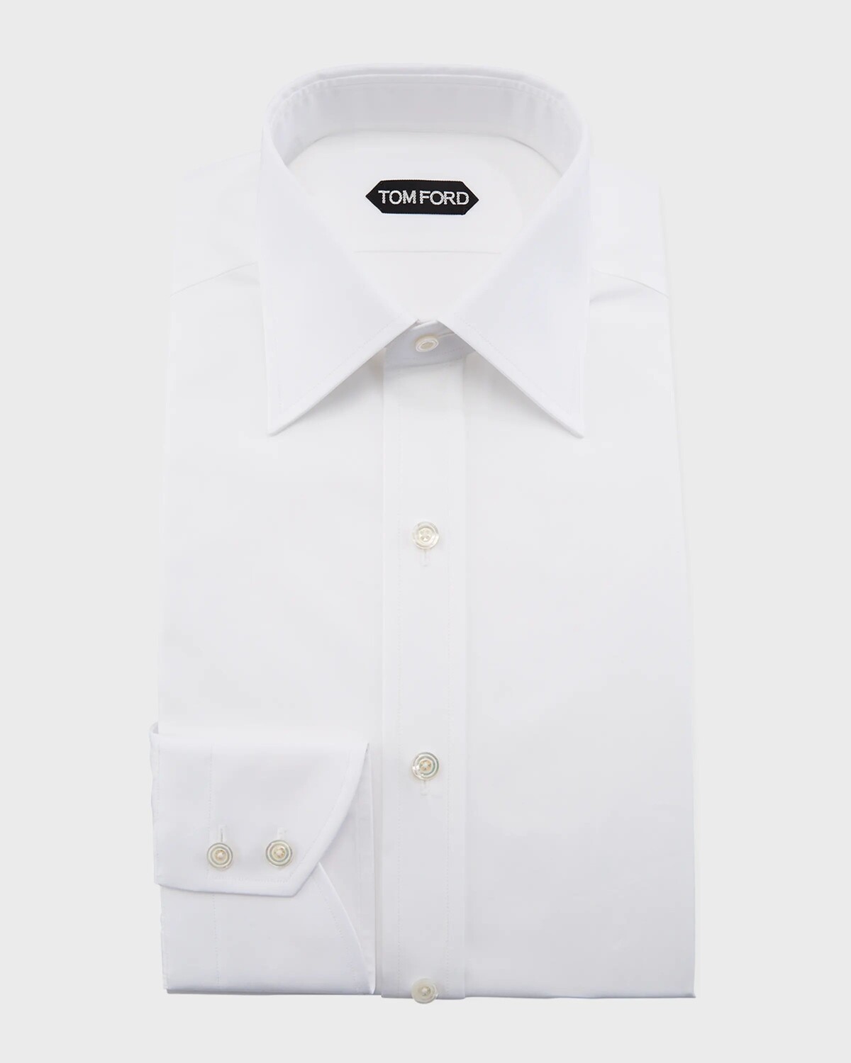 

Классическая рубашка Solid с манжетами-бочонками, белая TOM FORD, цвет White