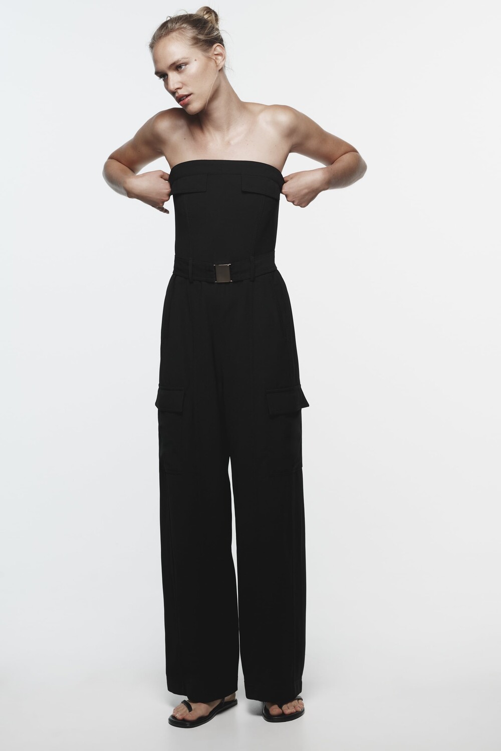 

Комбинезон cargo с поясом Zara, черный