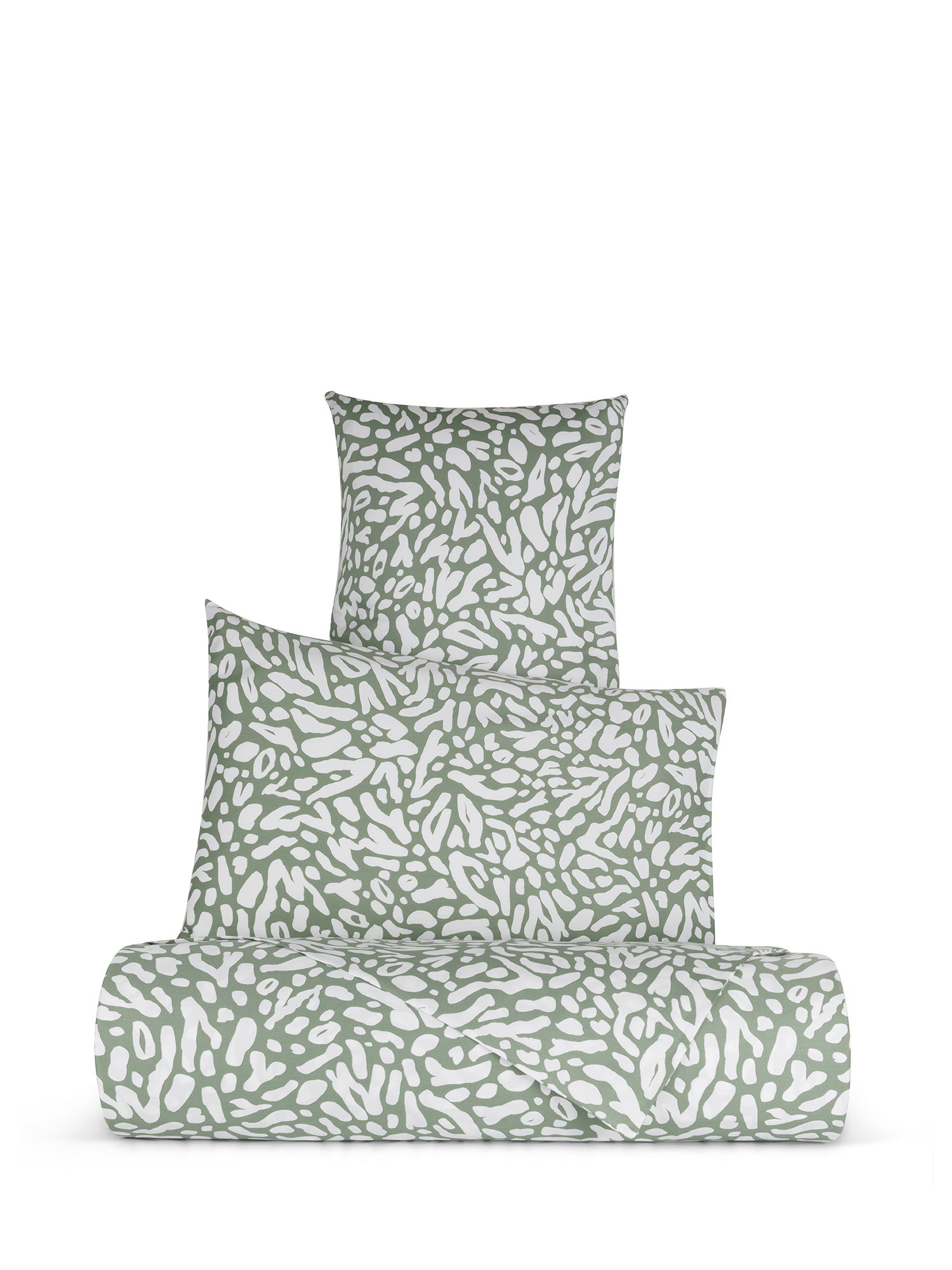 Комплект пододеяльников из хлопкового атласа с абстрактным рисунком Coincasa, зеленый