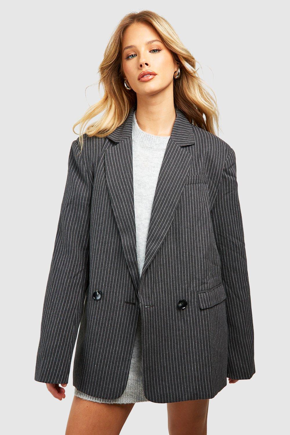 Классический пиджак свободного кроя в тонкую полоску Marl boohoo, серый