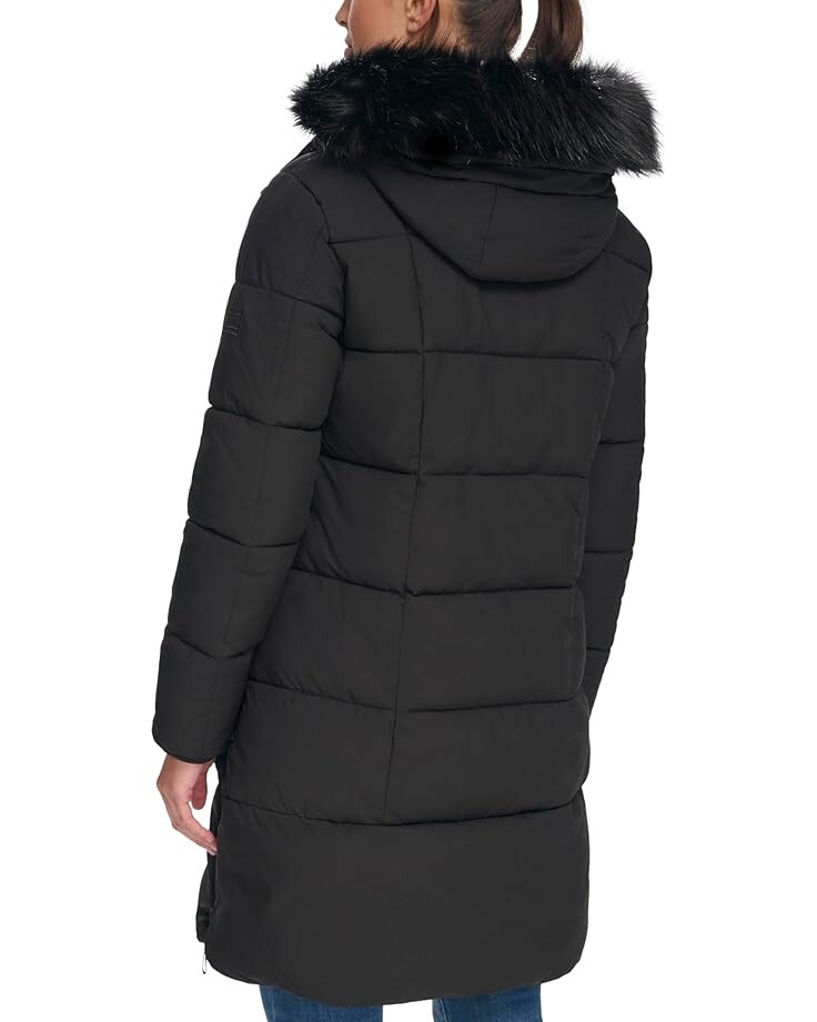 

Пальто Tommy Hilfiger Zip-Up Long Puffer Coat, черный
