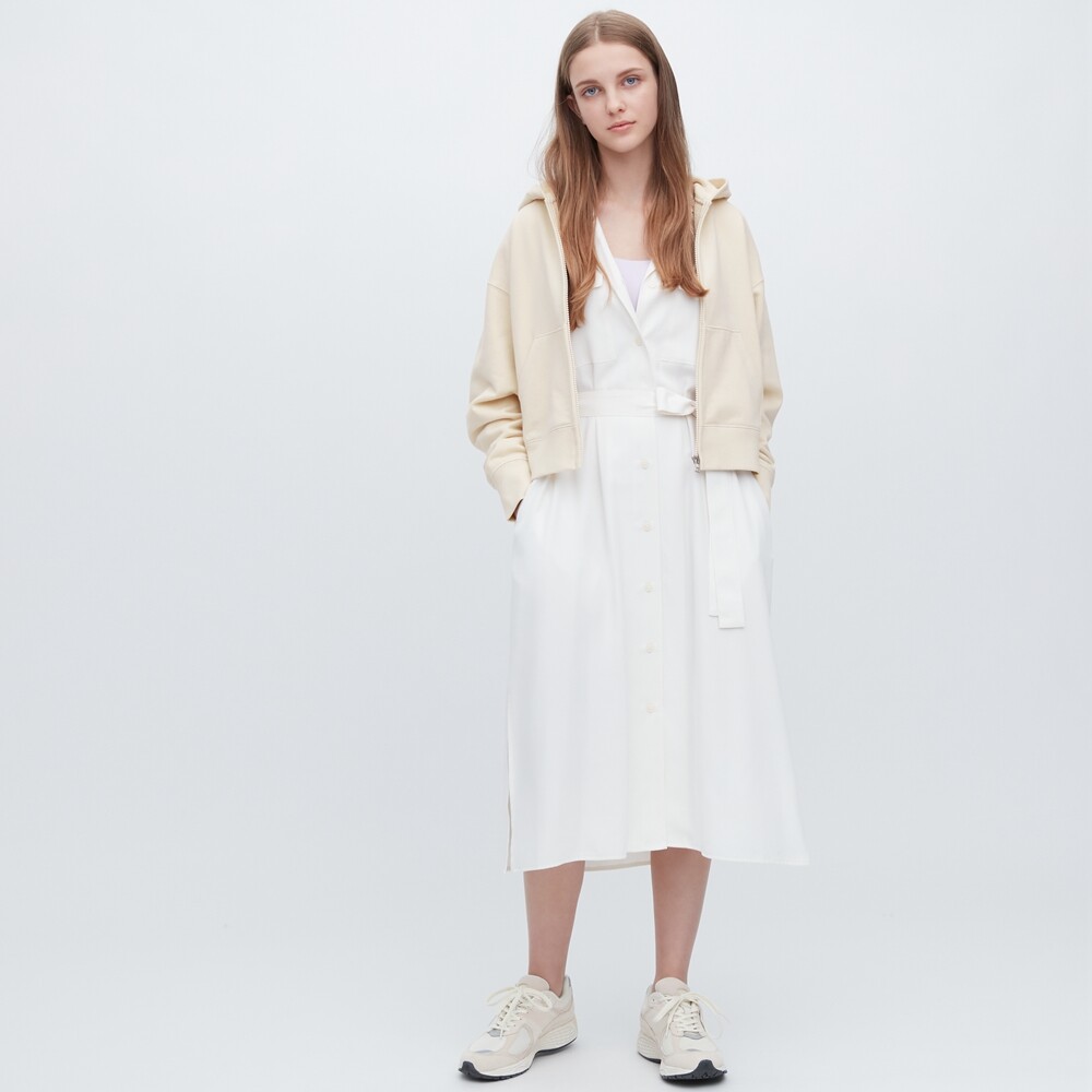 

Куртка Uniqlo спортивная на молнии с капюшоном, белый