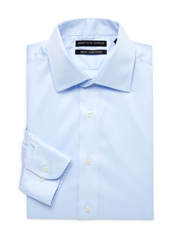 

Однотонная классическая рубашка узкого кроя Saks Fifth Avenue, цвет Light Blue