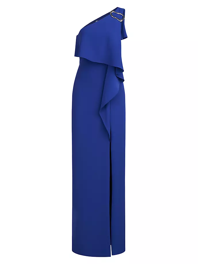 

Платье Joelle с воланами на одно плечо Halston, цвет prussian blue