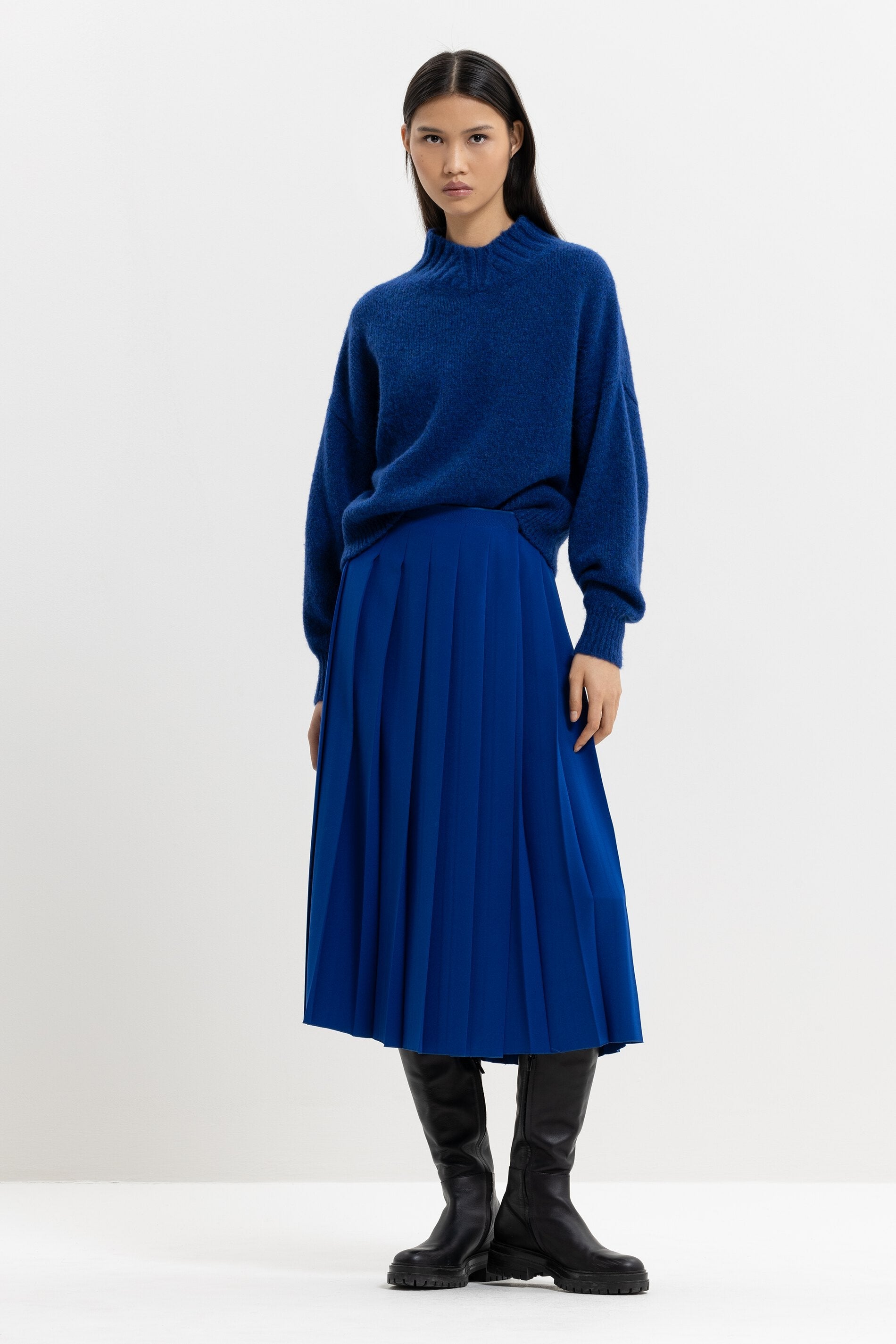 Плиссированная юбка с запахом LUISA CERANO, цвет signal blue