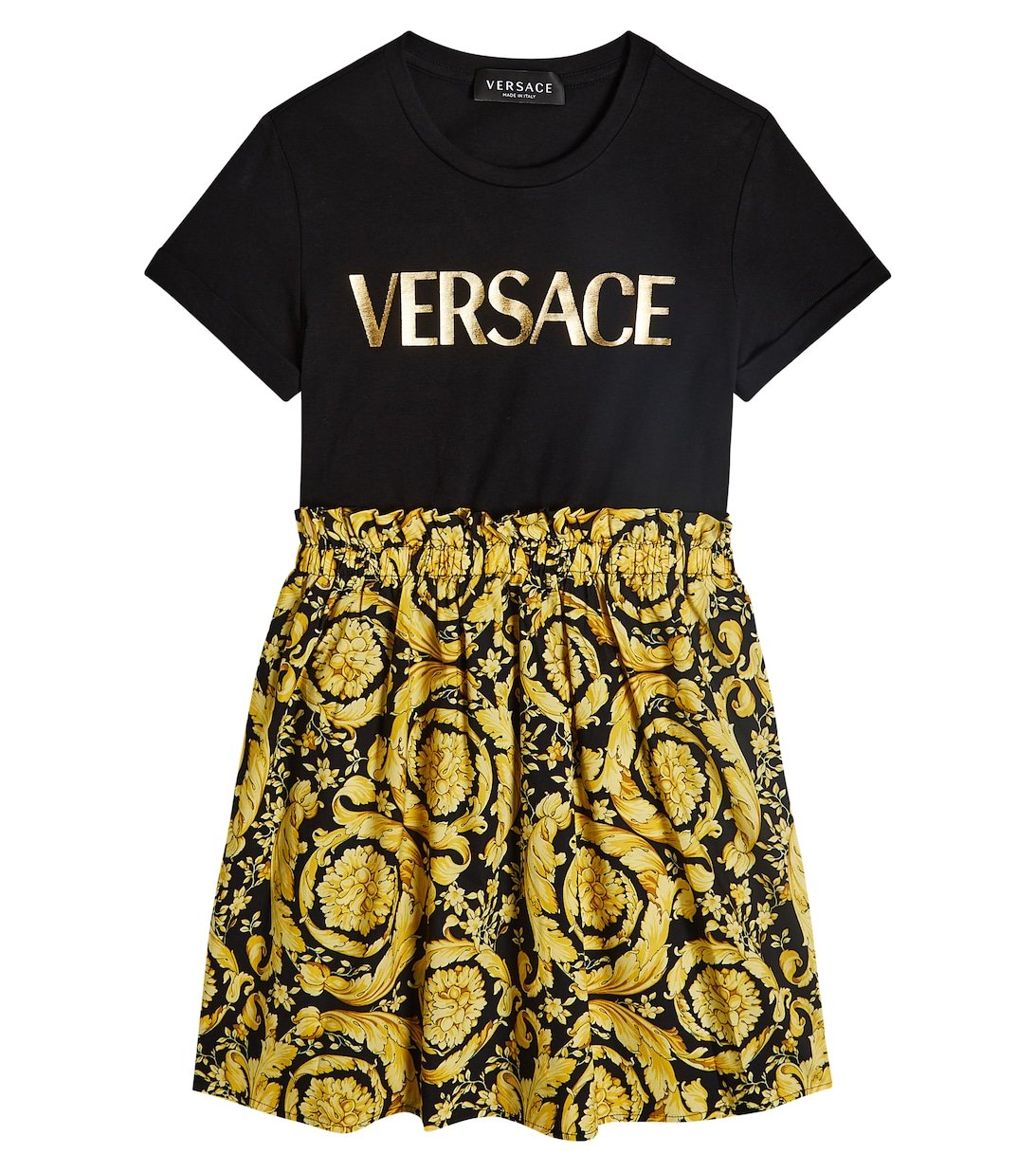 

Хлопковое платье с логотипом Barocco Versace, черный