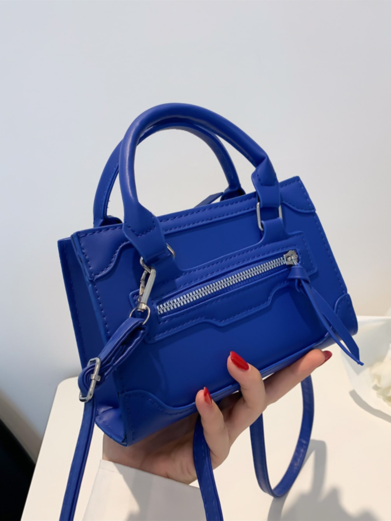 Мини-модная сумочка с регулируемым плечевым ремнем, синий