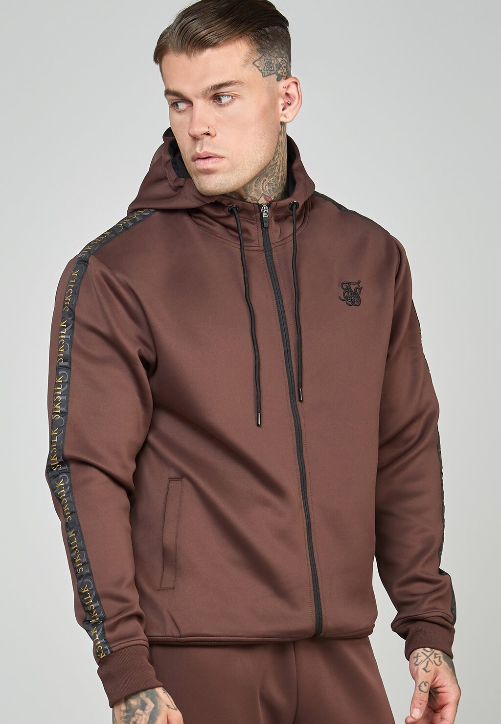 

Толстовка на молнии SIKSILK, коричневый