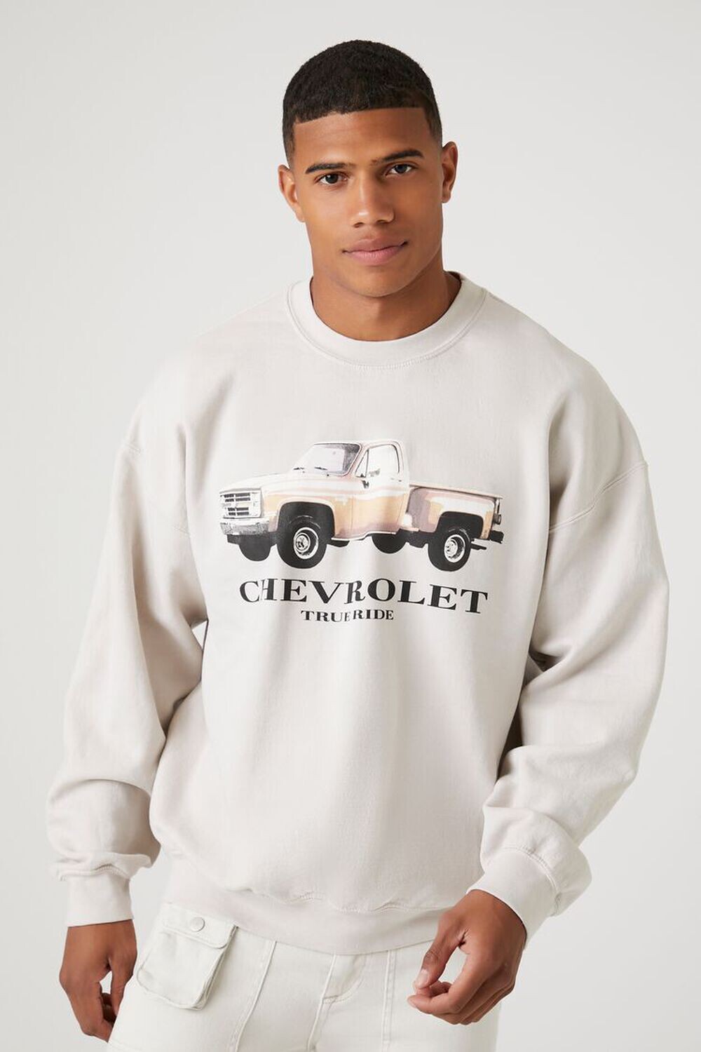 

Пуловер с графическим рисунком Chevrolet Forever 21, кремовый, Бежевый