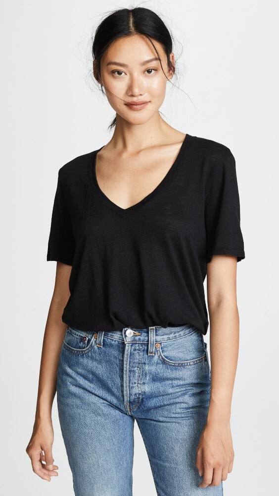 

Футболка Splendid Cotton Modal Slub V, черный