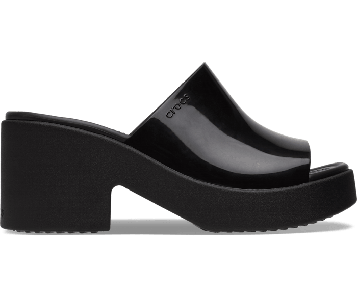 Шлепанцы Brooklyn Slide на высоком блестящем каблуке Crocs женские, цвет Black