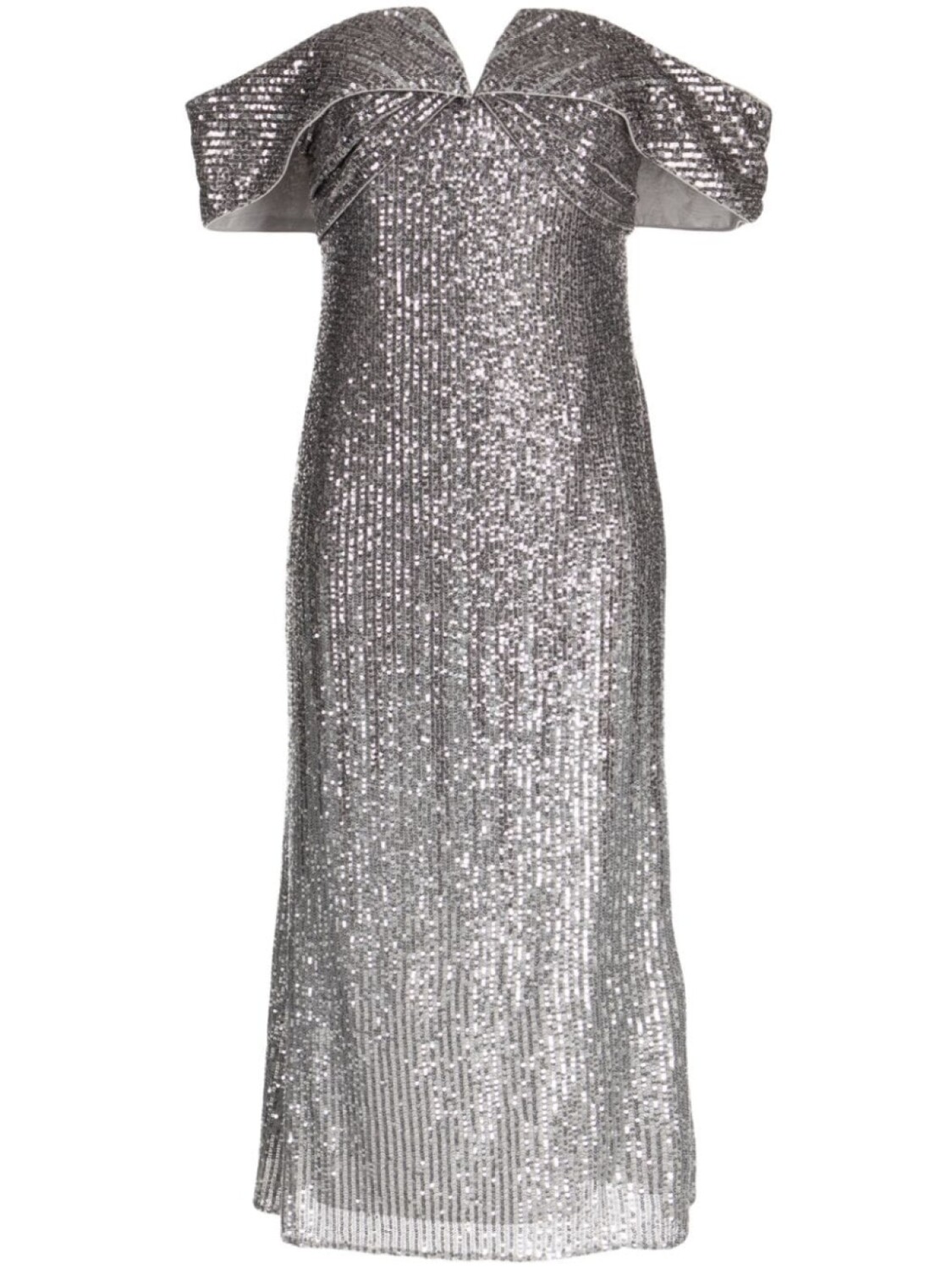 

Платье с открытыми плечами и пайетками Badgley Mischka, серебристый