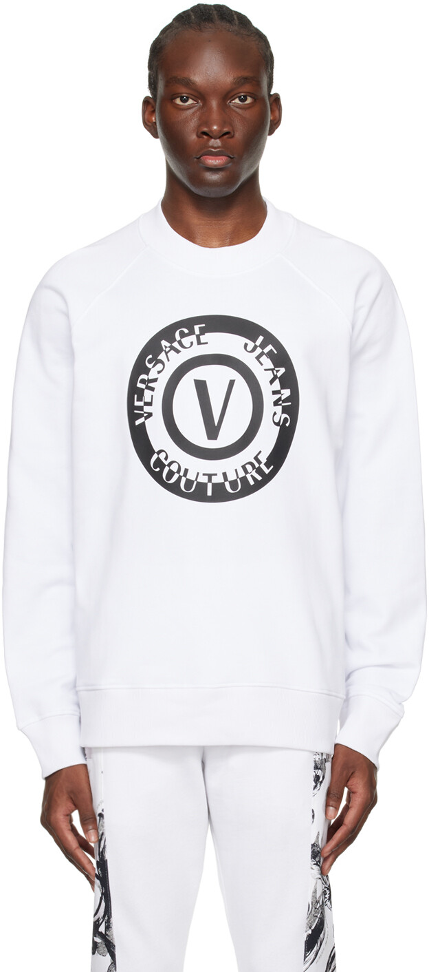 

Белый свитшот с V-образной эмблемой Versace Jeans Couture, цвет White