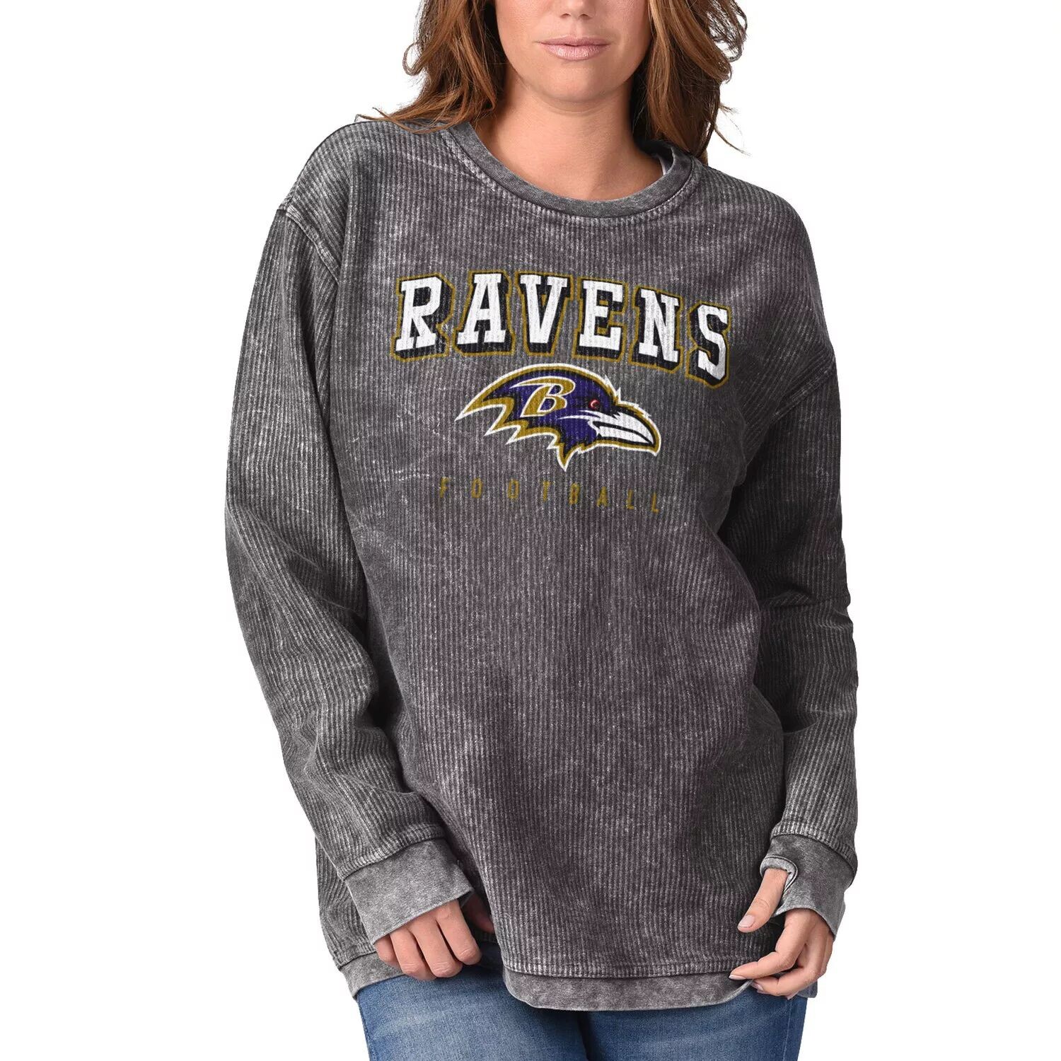 

Женский удобный вельветовый пуловер G-III 4Her by Carl Banks Black Baltimore Ravens G-III