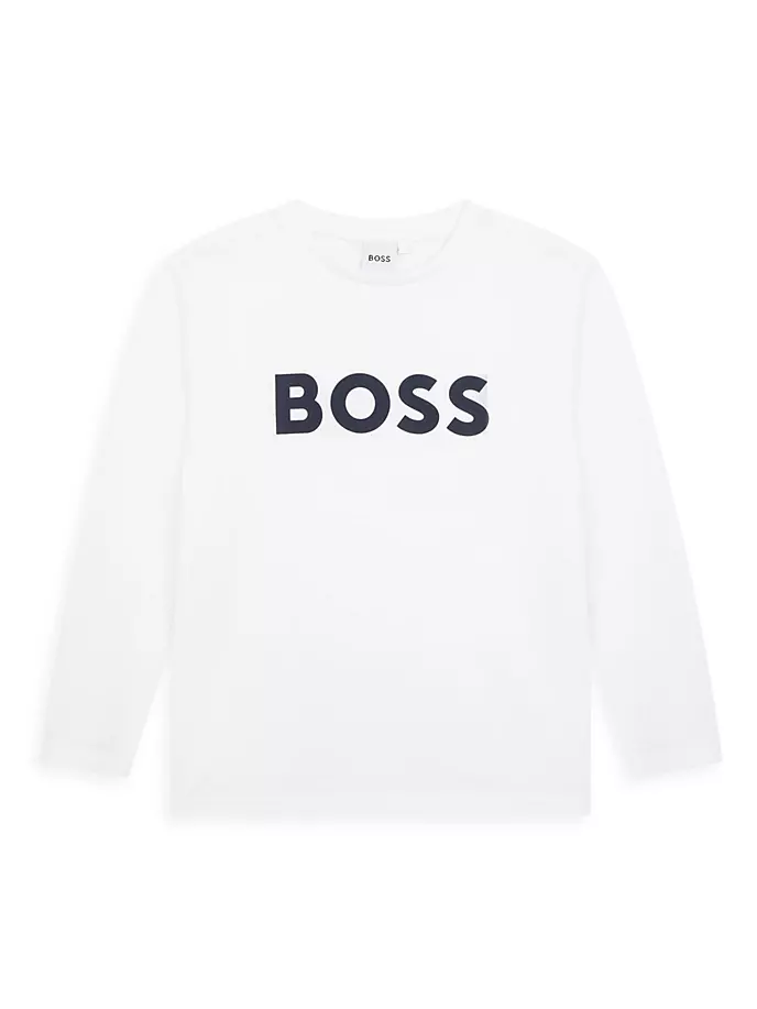 

Футболка с длинными рукавами и логотипом Little Boy's & Boy's Boss, белый