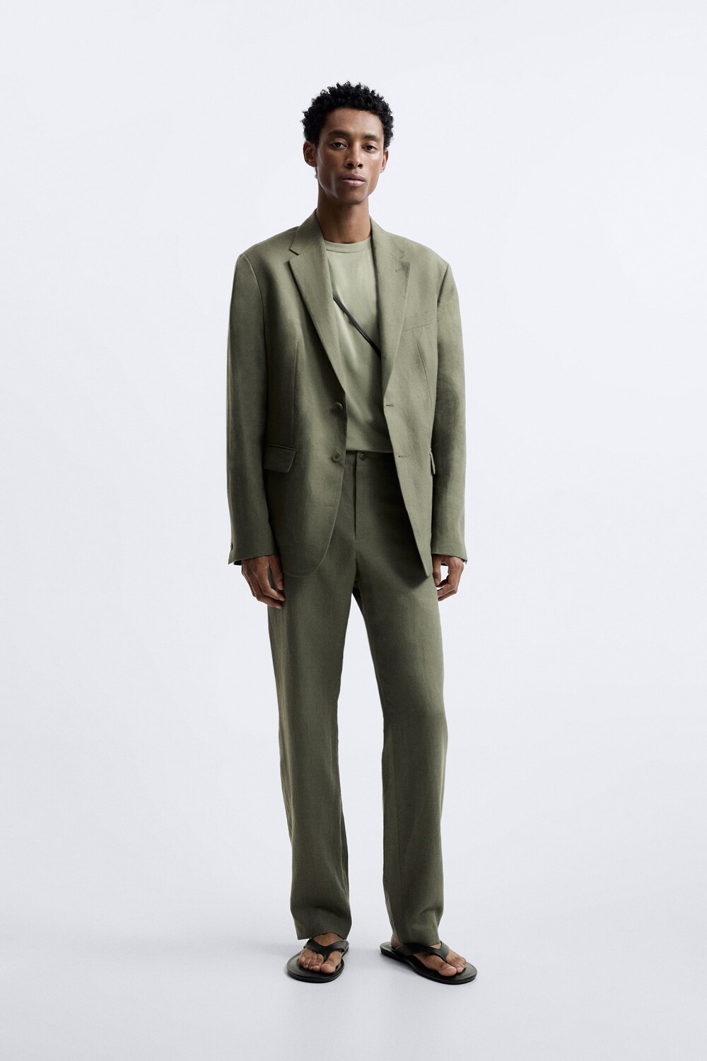 

Куртка из 100% льна Zara, светлый хаки