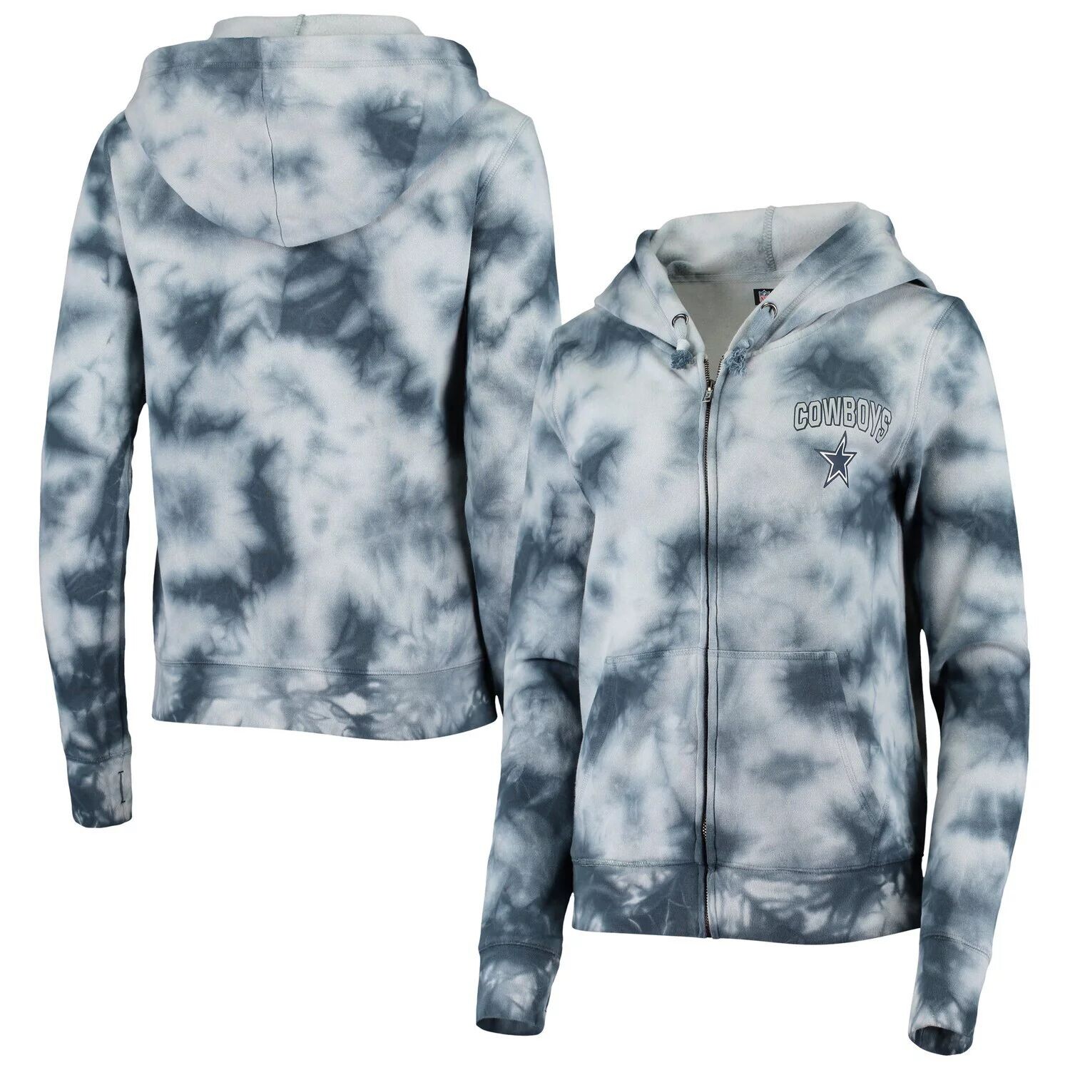 

Женская флисовая толстовка с молнией во всю длину New Era Navy Dallas Cowboys Tie Dye New Era