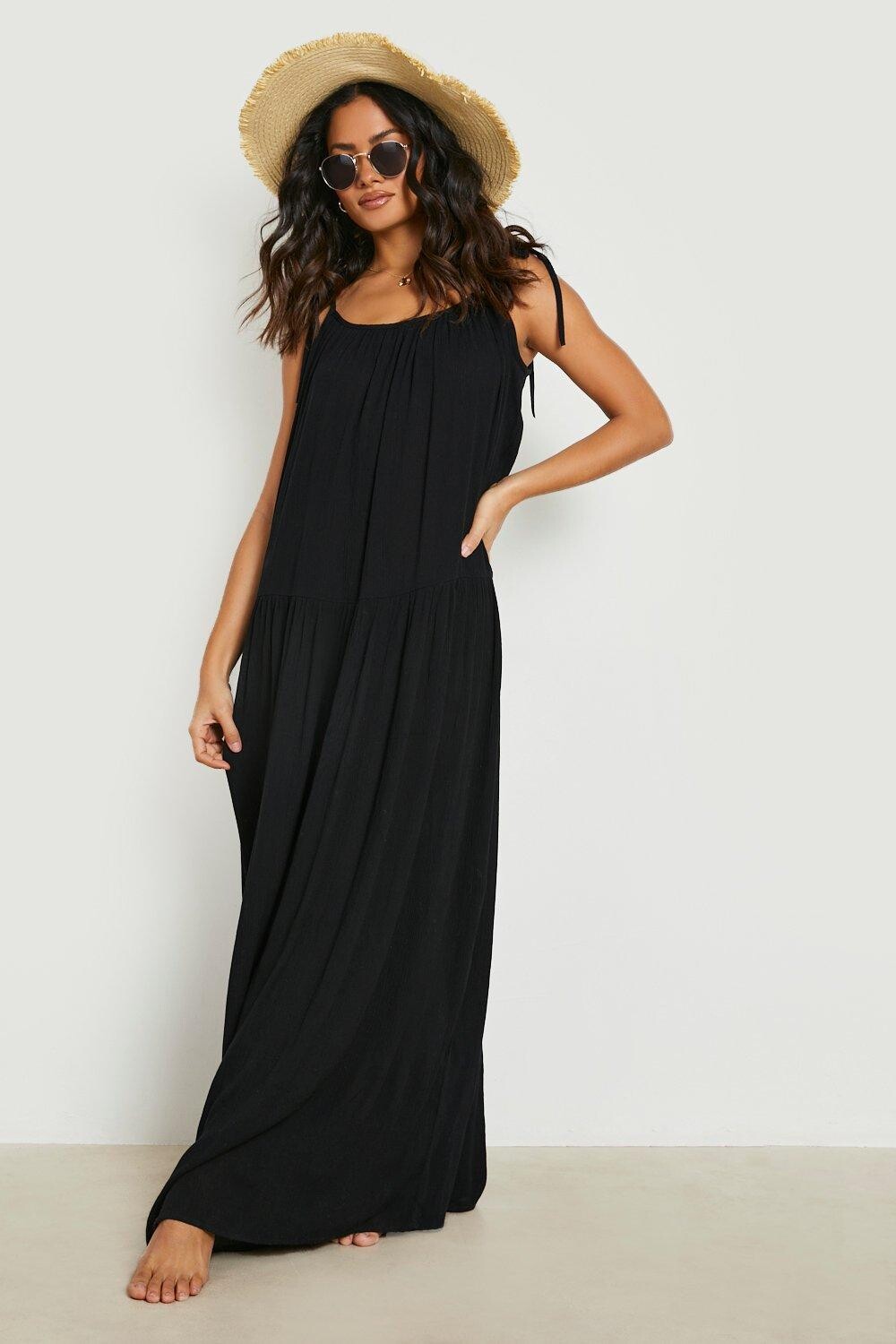 

Пляжное платье макси с стрелками Boohoo, черный