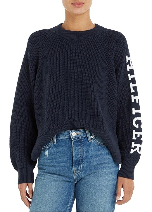

Женский синий свитер с круглым вырезом Tommy Hilfiger