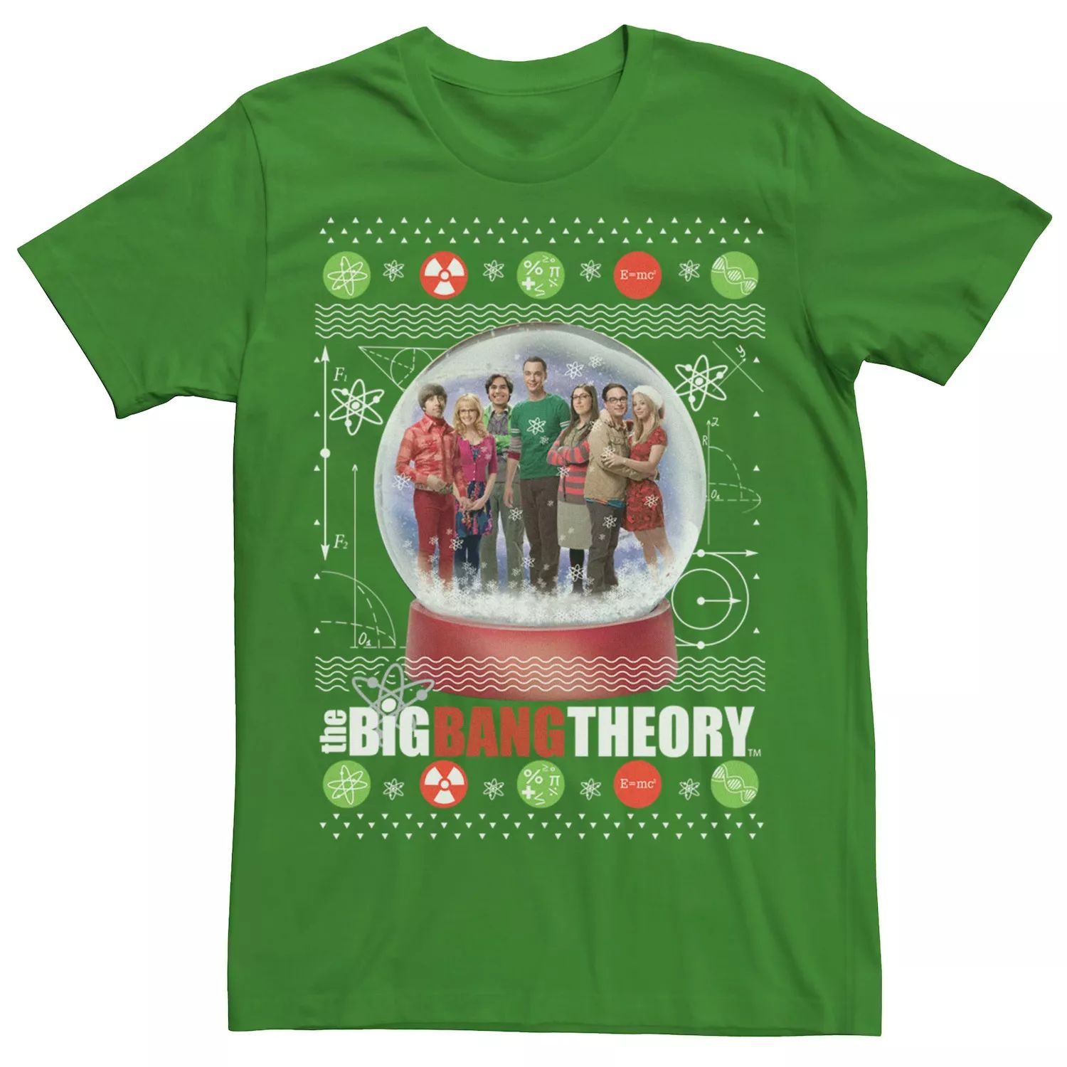 Мужская рождественская футболка с снежным глобусом «Теория большого взрыва» Licensed Character мужская футболка с принтом теория большого взрыва блестящая футболка с коротким рукавом мужская брендовая черная футболка с графическим