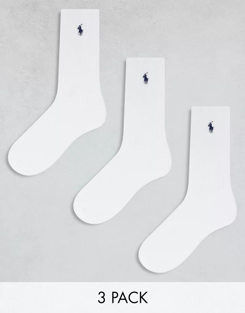 

Комплект из трех белых спортивных носков с логотипом Polo Ralph Lauren
