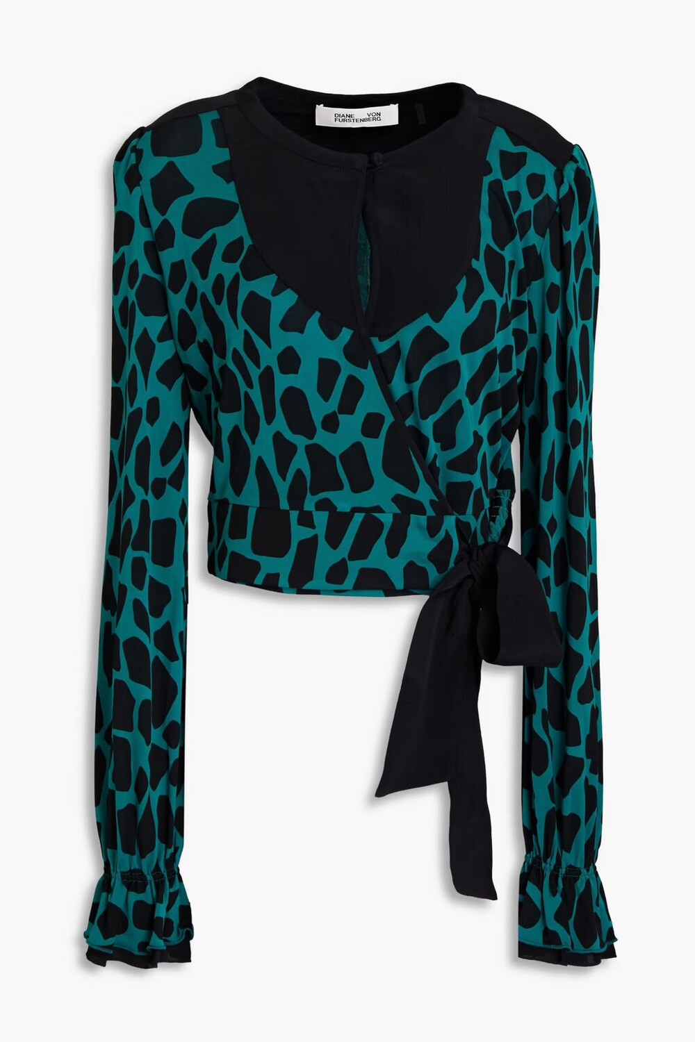 

Блузка Rosalie из джерси с принтом и крепом с запахом Diane Von Furstenberg, черный