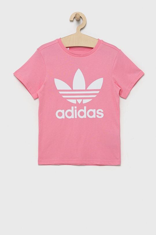 

Детская хлопковая футболка adidas Originals, розовый