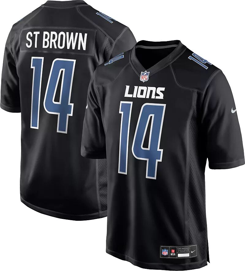 

Мужская черная игровая майка Nike Detroit Lions Amon-Ra St. Brown #14