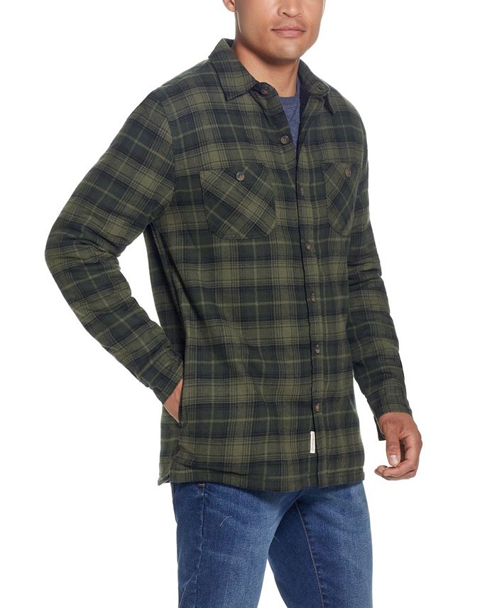 Мужская фланелевая куртка-рубашка на подкладке из шерпы Weatherproof Vintage, цвет Bottle Green