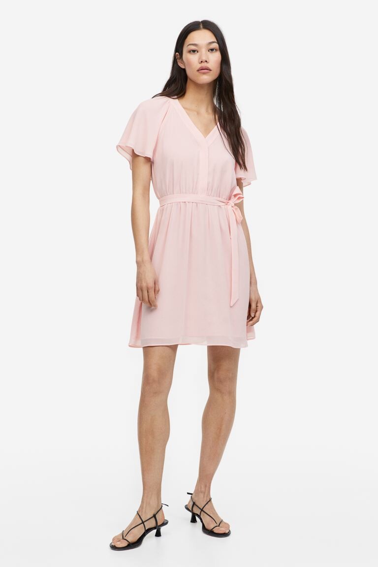 

Шифоновое платье с V-образным вырезом H&M