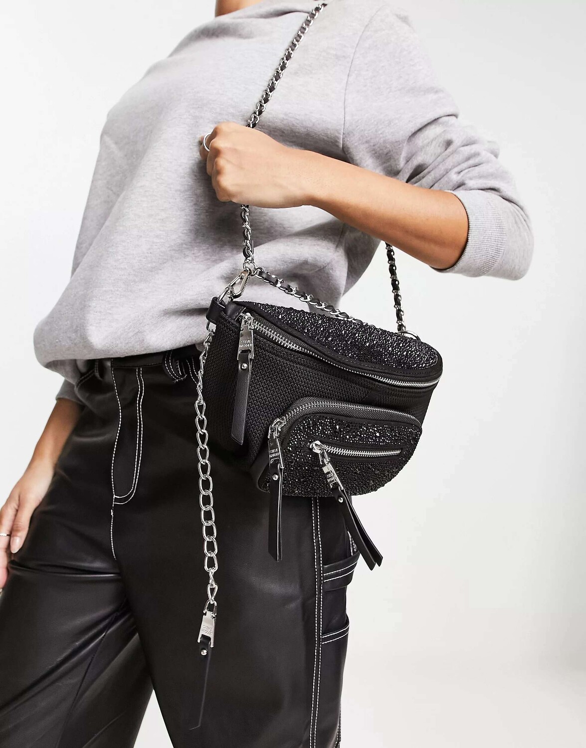 

Черная сумка через плечо Steve Madden BMaxima со стразами