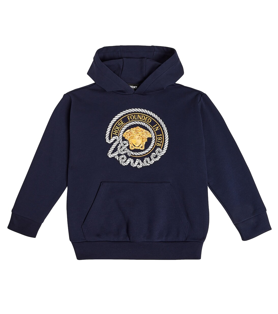

Худи из хлопкового джерси с декором Medusa Versace, синий