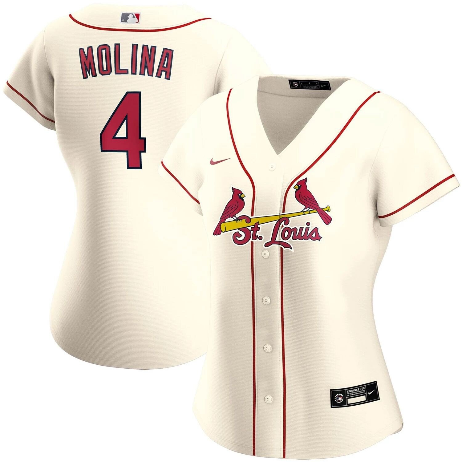 

Женская футболка Nike Yadier Molina Cream St. Louis Cardinals Alternate 2020 Replica Player Nike