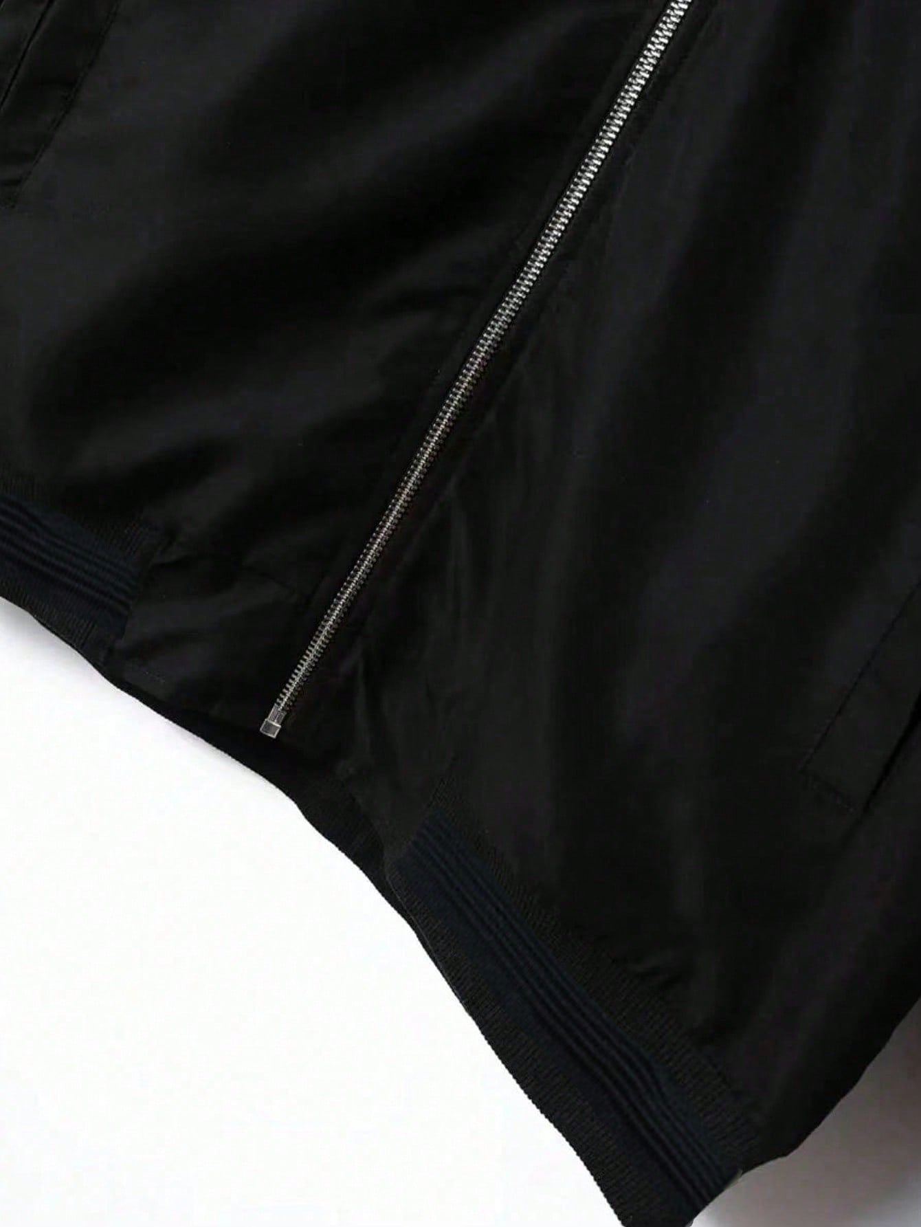 Мужская повседневная спортивная куртка на молнии с воротником-стойкой, черный бейсбольная куртка h