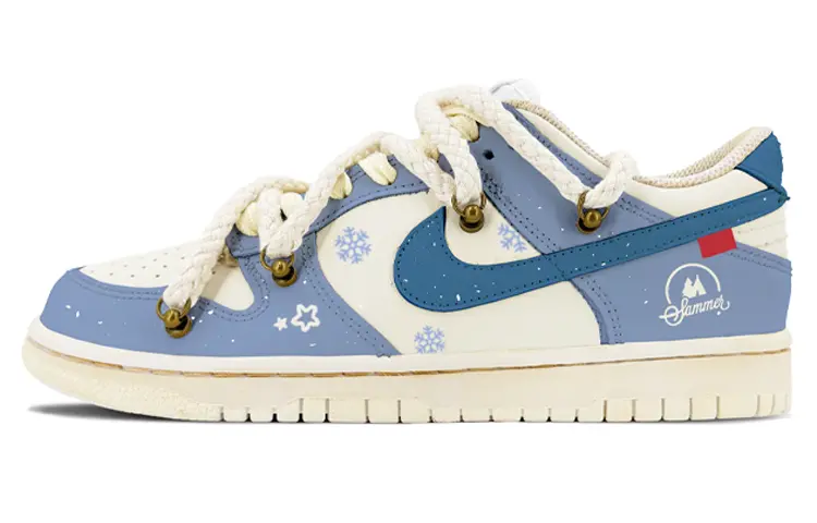 

Кроссовки Nike Dunk Skateboarding Shoes Women's Low-top Beige/Blue, голубой