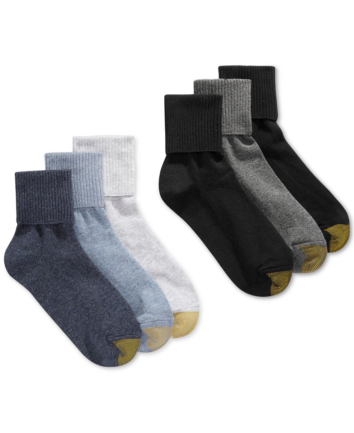 Женские повседневные носки с поворотными манжетами (6 пар), также доступны в расширенных размерах Gold Toe
