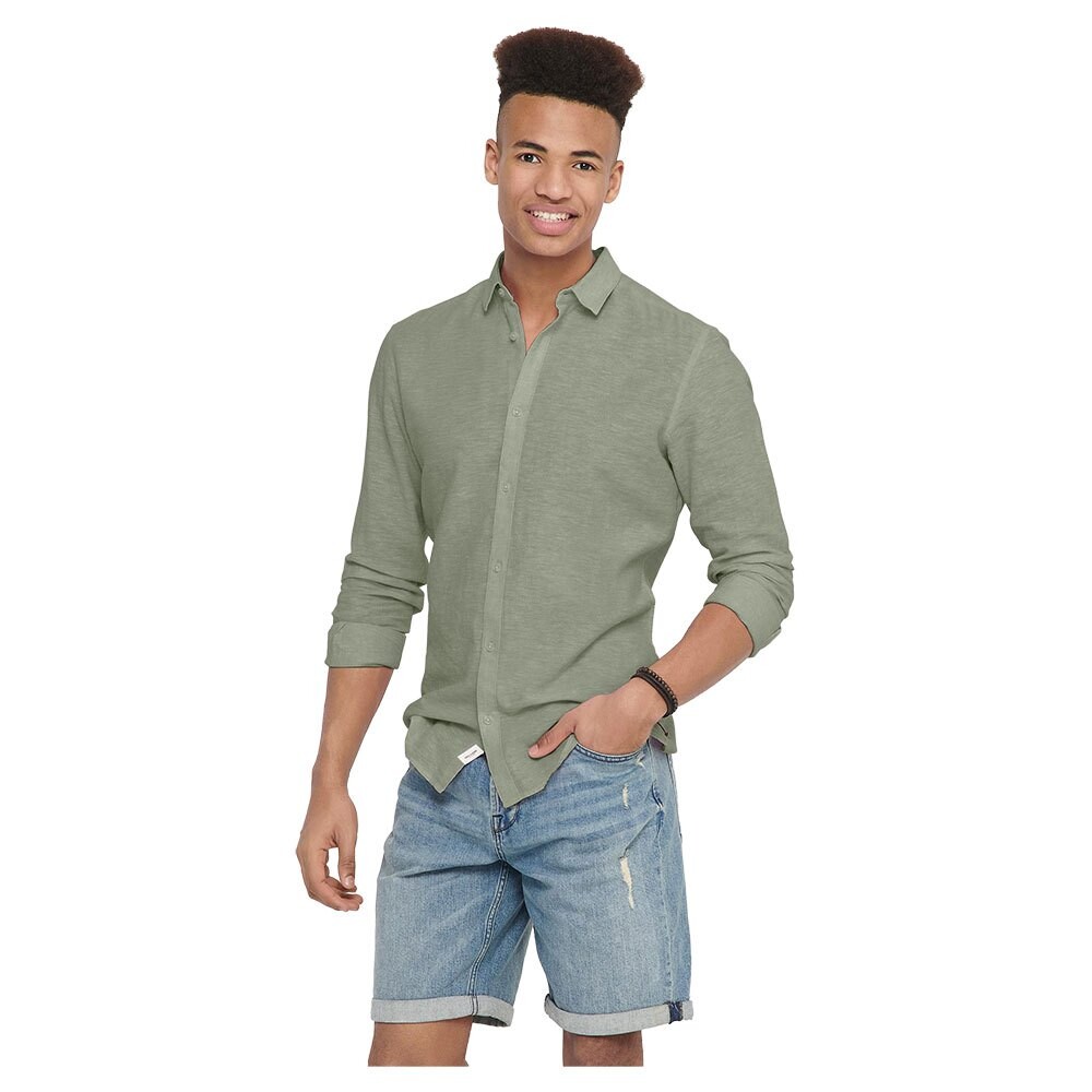 

Рубашка с длинным рукавом Only & Sons Caiden Life Solid Linen, зеленый