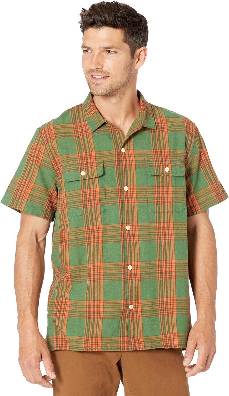 

Рубашка Short Sleeve Auto Lucky Brand, цвет Green Plaid