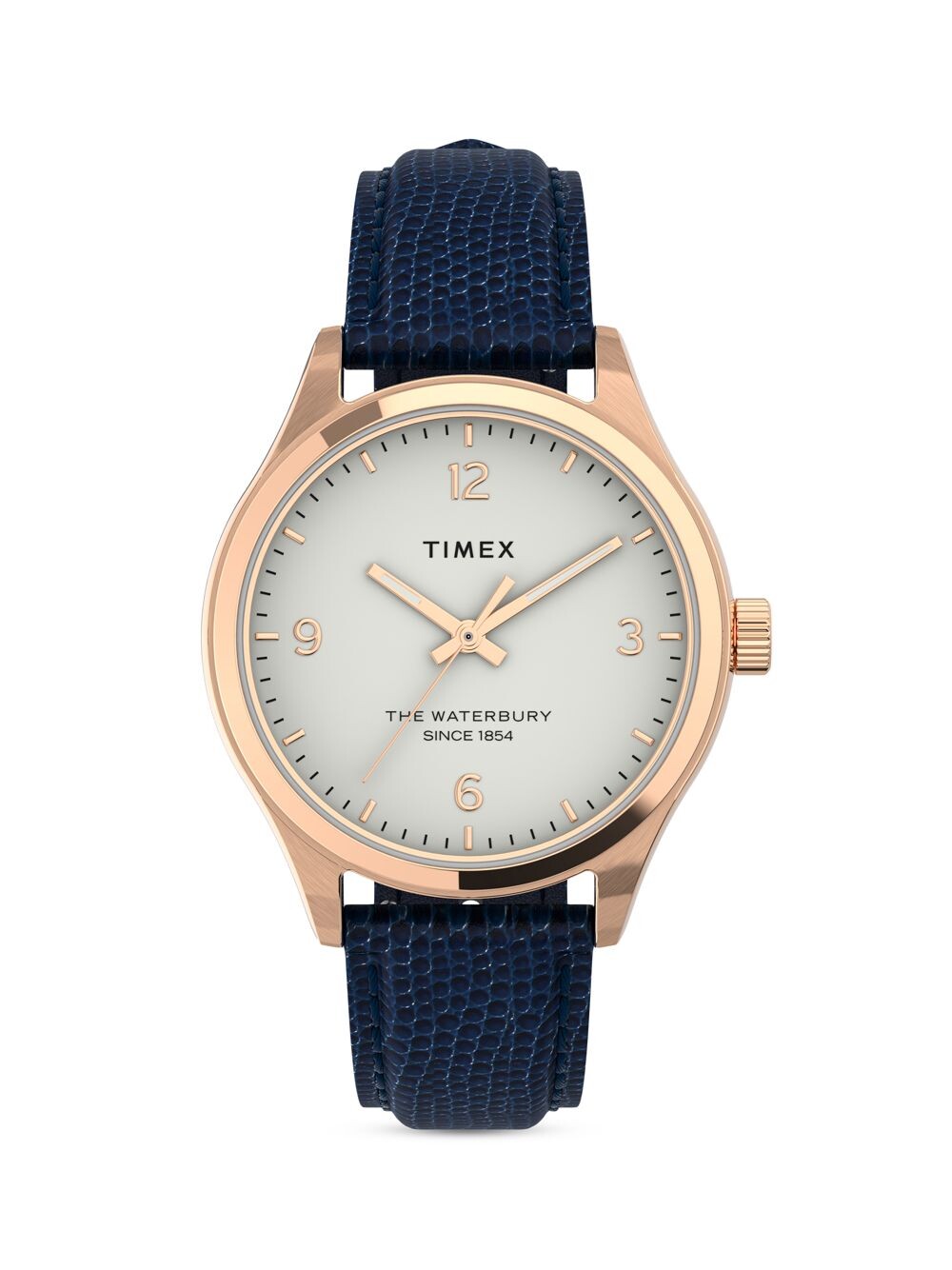 

Часы Waterbury с розовым золотом и кожей с эффектом ящерицы Timex, золотой