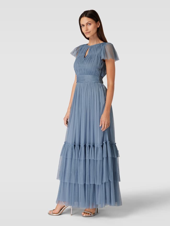 Вечернее платье с вырезом-капляйкой LACE & BEADS, дымчатый синий вечернее платье с вырезом lace