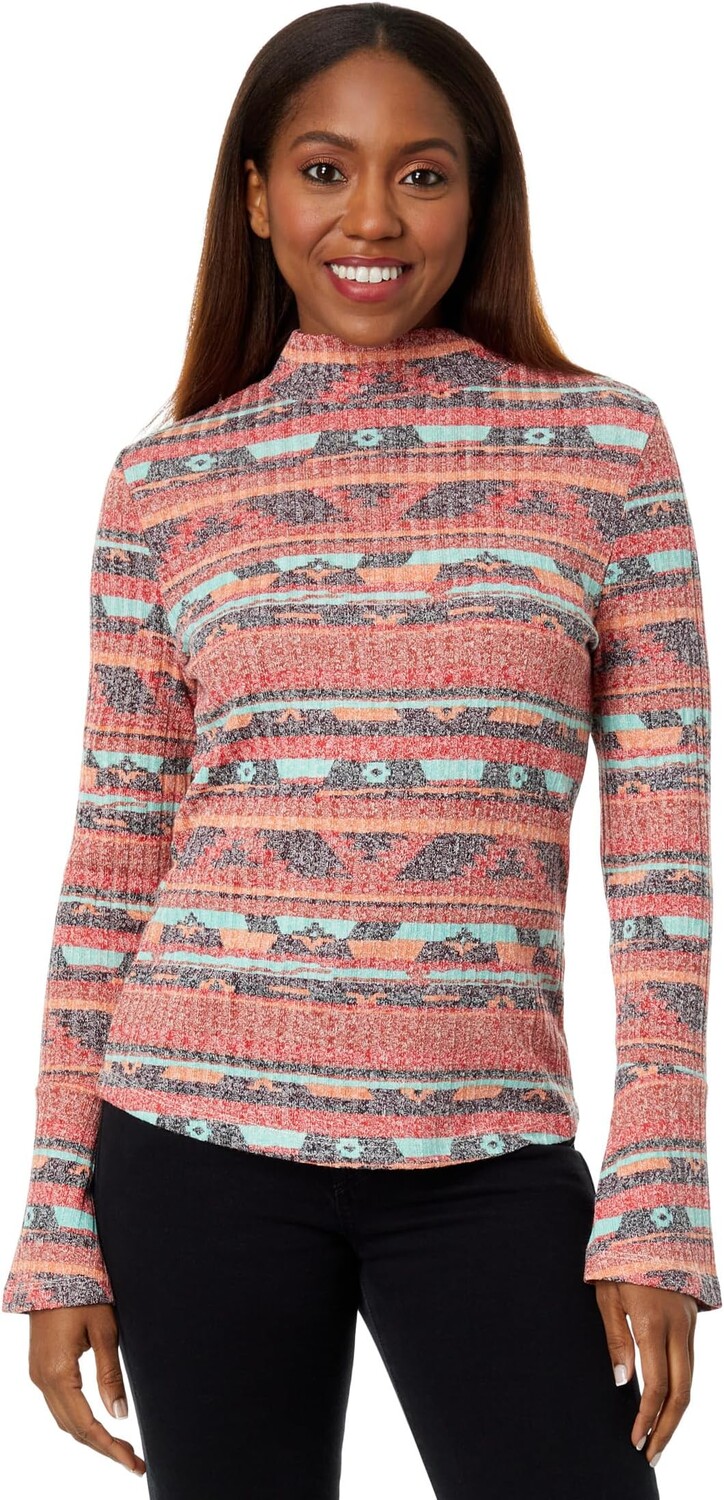 

Топ в стиле ретро с рифлеными рукавами Wrangler, цвет Orange/Turquoise