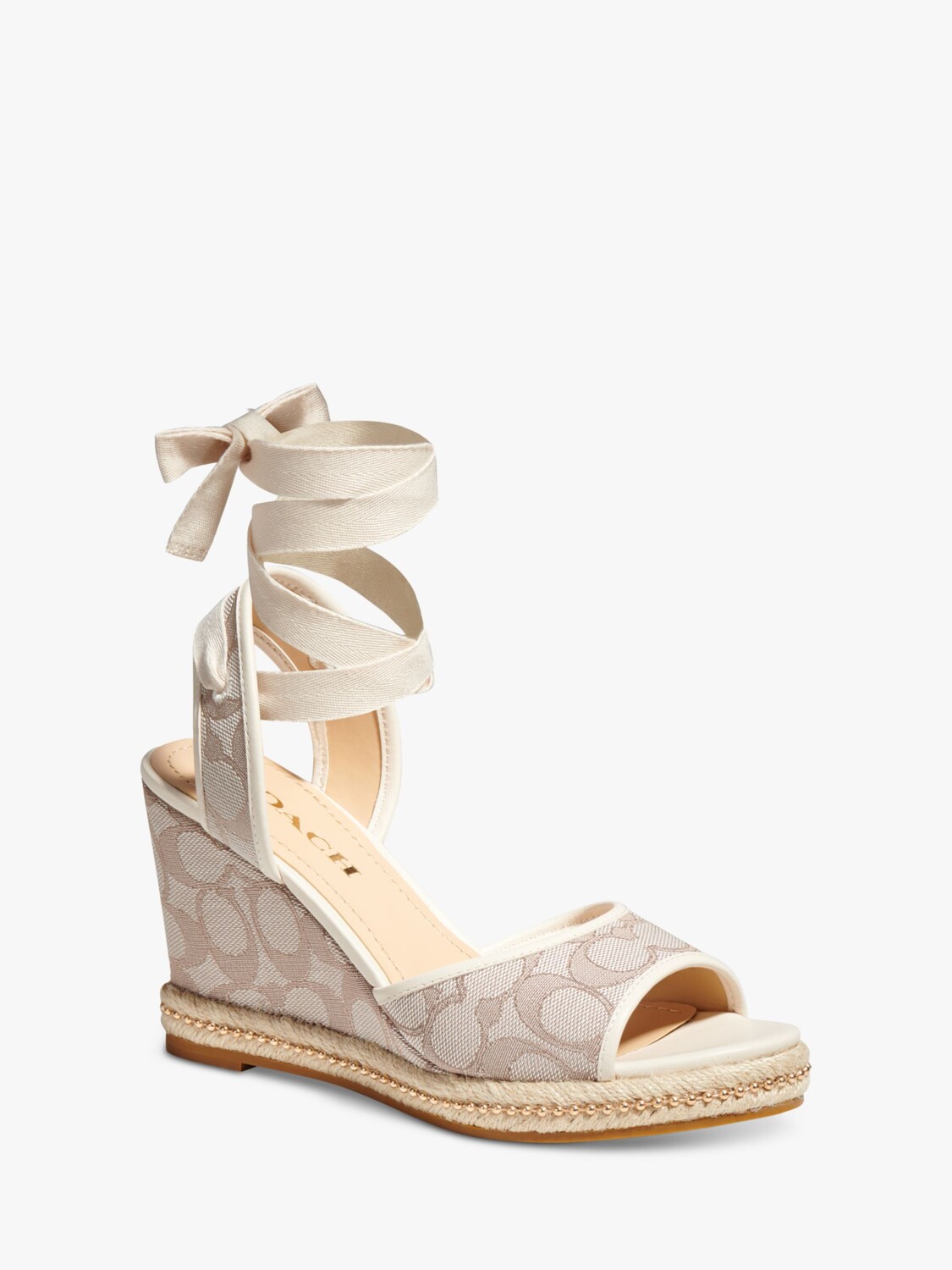 

Жаккардовые босоножки на танкетке Coach Page Signature, Камень/Мел