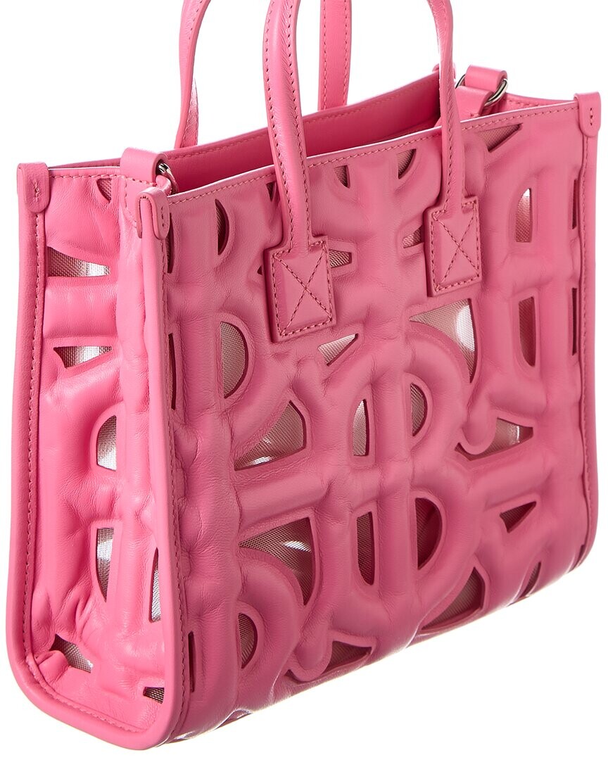 

Кожаная сумка-тоут Burberry Freya Mini с монограммой, розовый