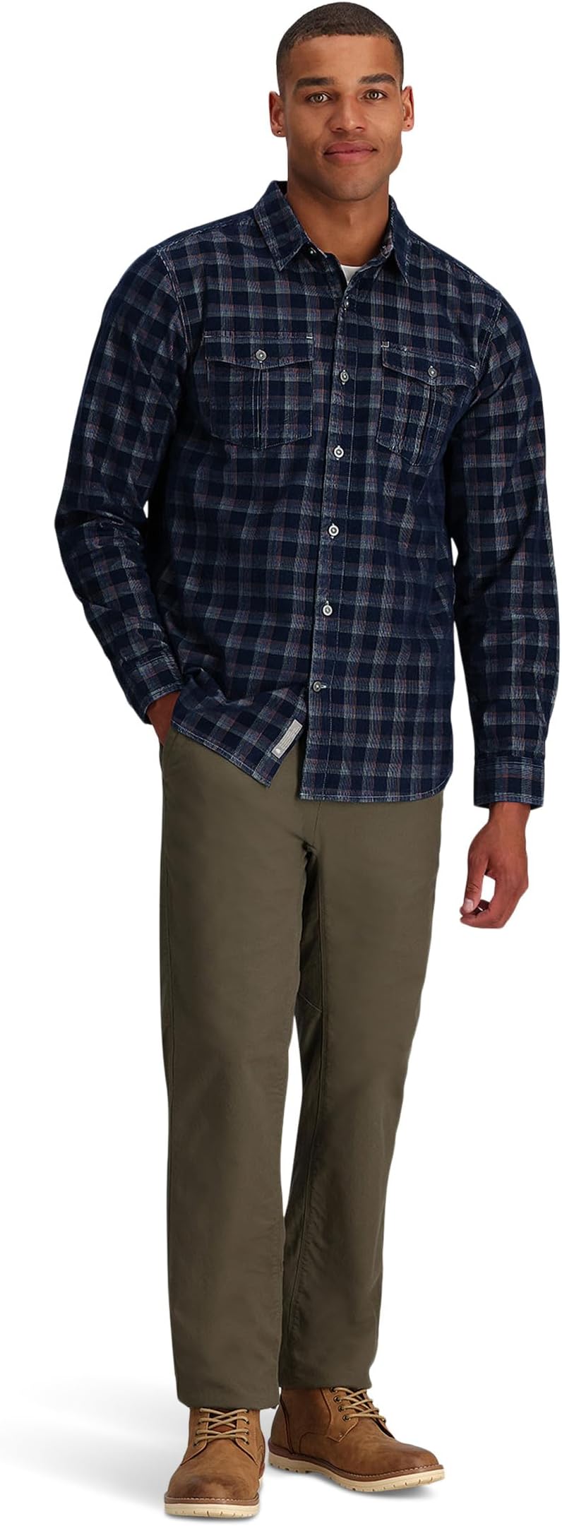 Рубашка Covert Cord Organic Cotton Long Sleeve Royal Robbins, цвет Deep Blue Pioneer Plaid