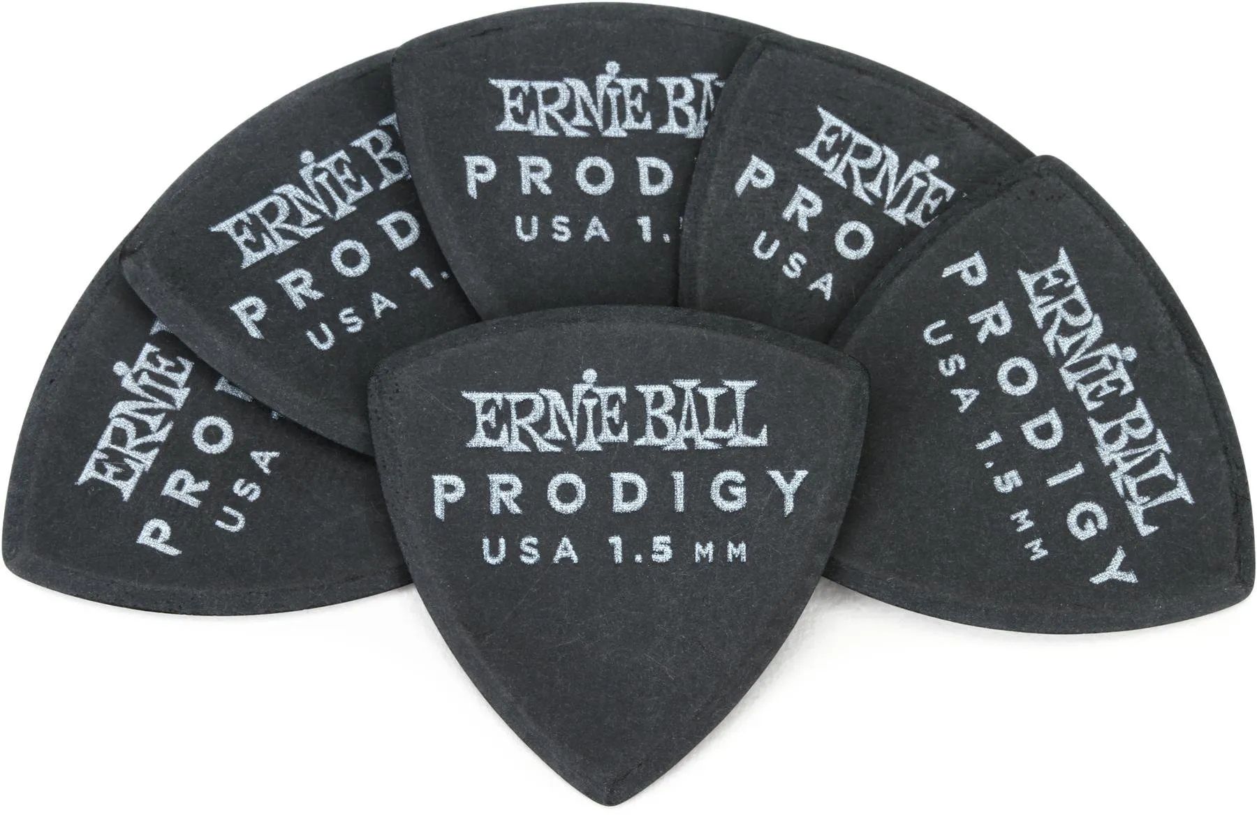 

Медиаторы Ernie Ball Prodigy, 1,5 мм, черные, большие щитки (6 шт.)