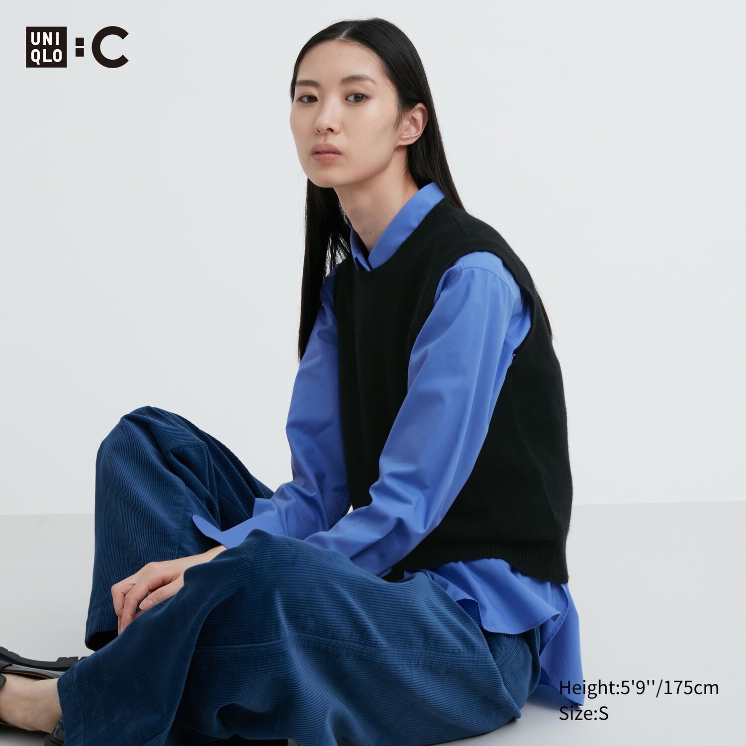 

Укороченный свитер-жилет из 100% кашемира с круглым вырезом Uniqlo, черный