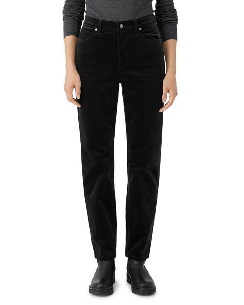 

Узкие вельветовые брюки с высокой талией Eileen Fisher, цвет Black