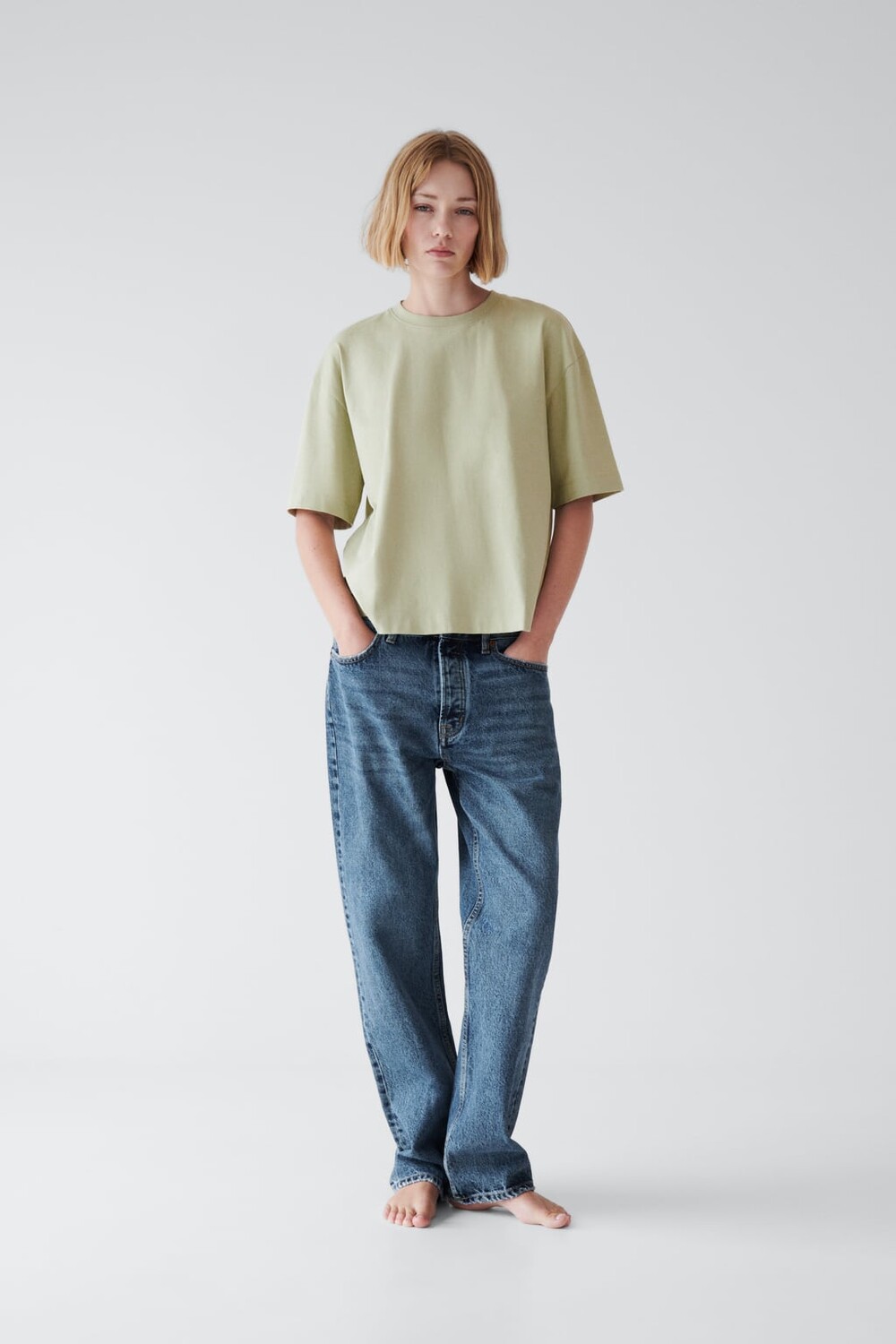 

Хлопковый топ ZARA, зеленый