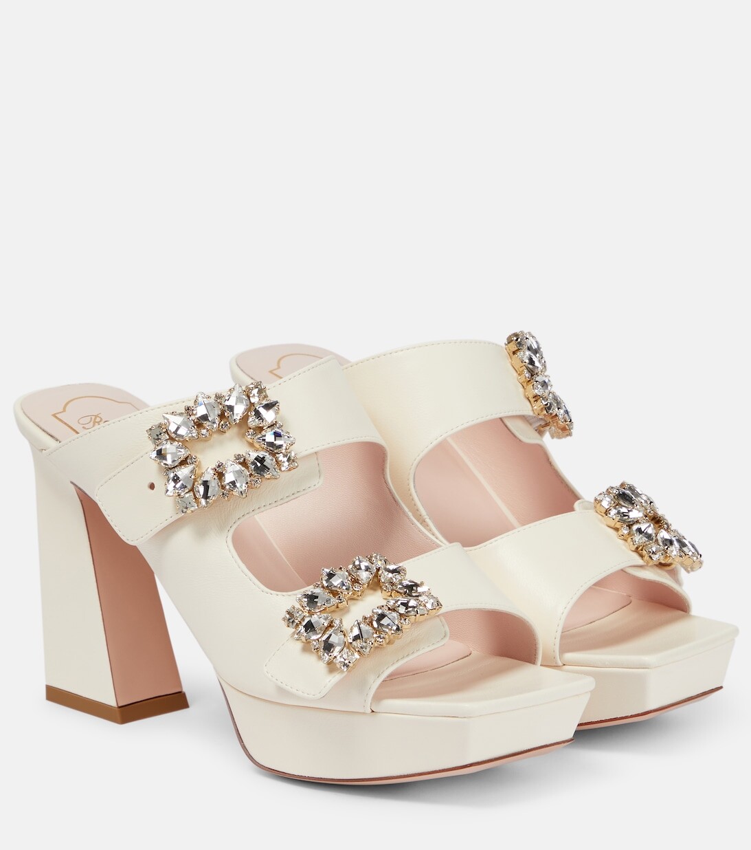 

Украшенные кожаные сандалии Roger Vivier, бежевый