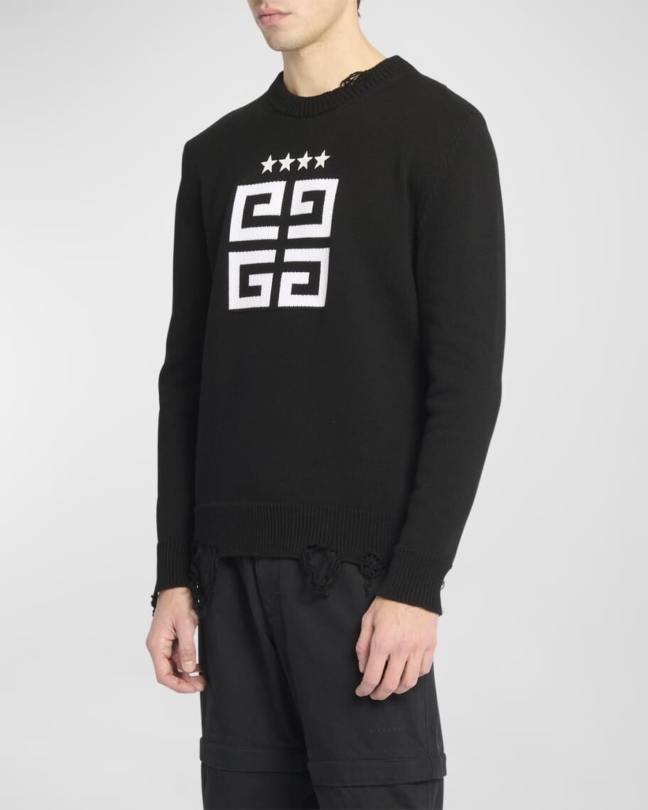 

Мужской свитер с вышитым логотипом 4G и звездами Givenchy, Черный